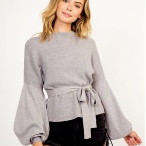 Belted Sweater - Grey